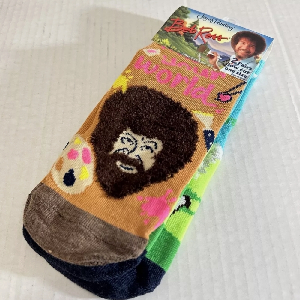Bob Ross Low Cut Socks 2 Pack Unisex Men’s Size 8-12 Joy Of Painting